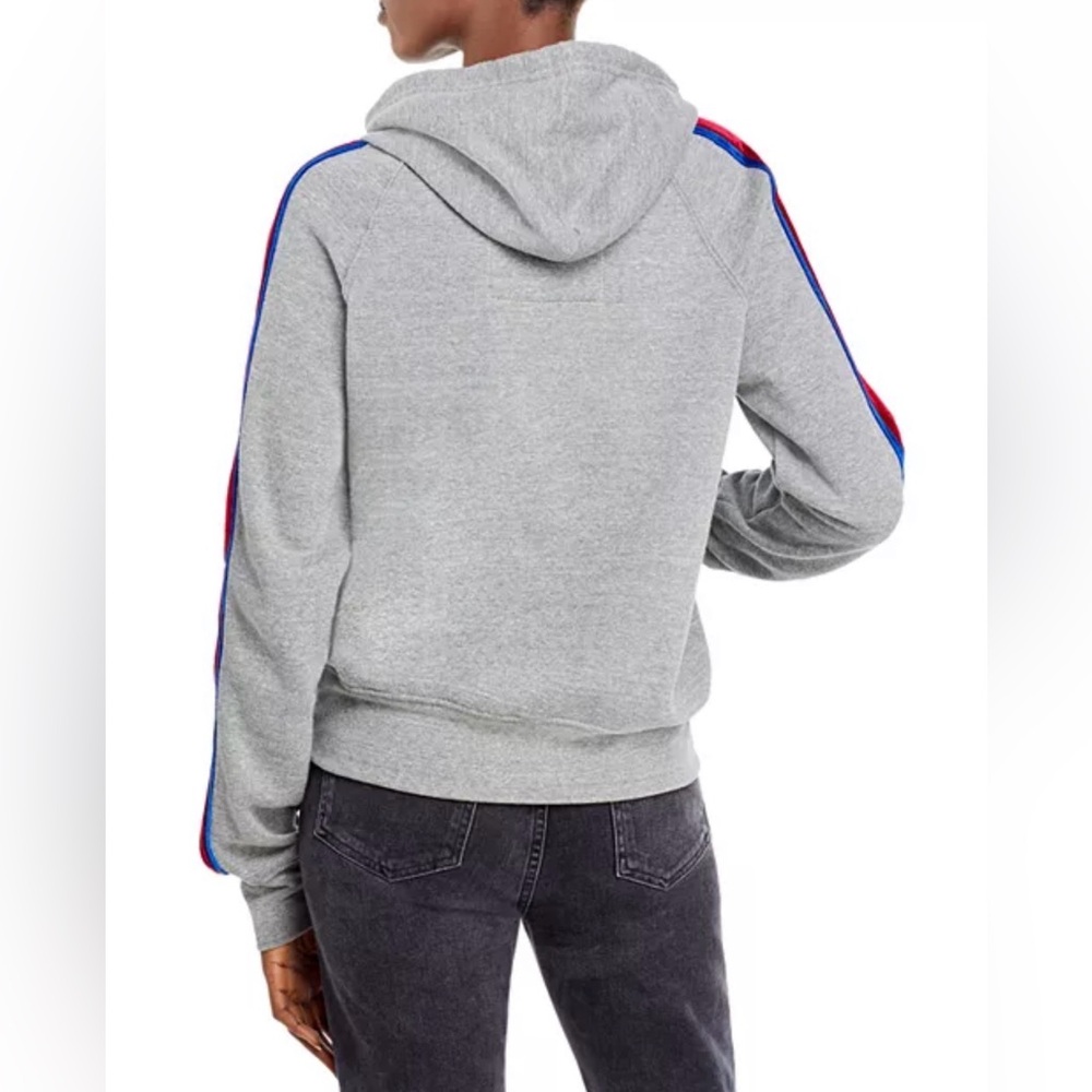 Aviator Nation XS Gray Pullover Hoodie Velvet Stripes - Picture 3 of 8